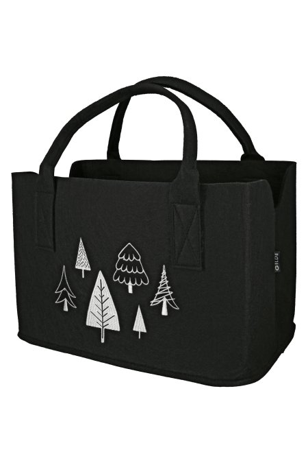 Geschenkidee Filztasche Funny Tree Farbe schwarz Stickerei weiß waschbar