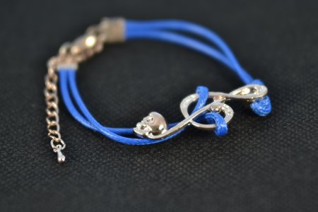 Modeschmuck bracelet Armband Anhänger Notenschlüssel blau