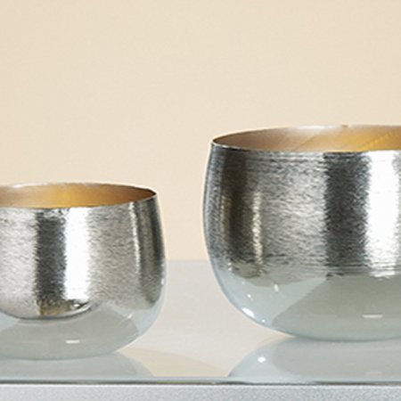 Teelichthalter Set Serie "Stripes" Alu silber Gilde Handwerk