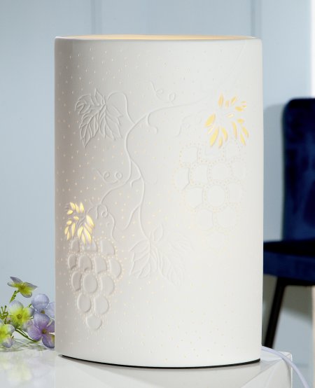 Wohn Accessoires Form Ellipse Porzellan Lampe Wein weiss Höhe 28cm Gilde