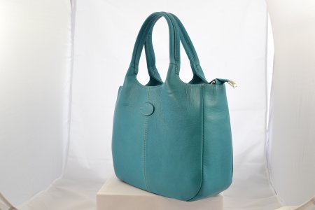 Damenhandtasche Leder Türkis Shopper Made in Italy
