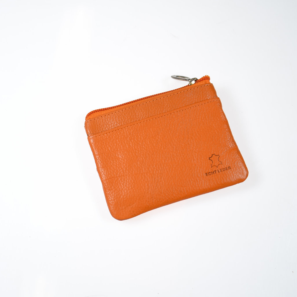 Geldbeutel klein Schlüsselmäppchen Echt Leder Farbe orange