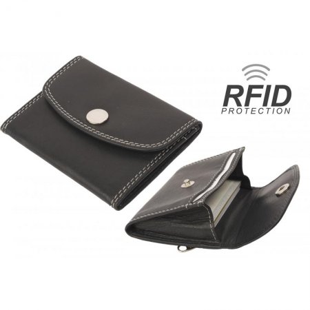 Leder Minibörse für Karten RFID Protected Kartenbörse Rindleder Farbe schwarz Minibörse