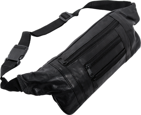 Hundespaziergang Wanderung Schmale Bauchtasche Nappa Leder Farbe schwarz vier Reißverschlusstaschen